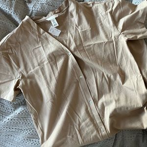 H&M button-front jersey dress in beige